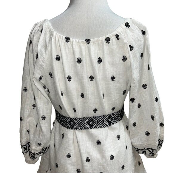 A Loves A Women's Prairie Mini Dress S Small Belted Puff Sleeves Embroidered - Picture 5 of 7